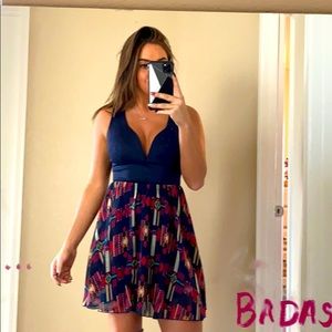 TRAC navy blue Aztec dress